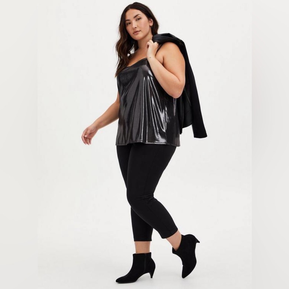 Torrid Liquid Shine Nine Iron Silver Metallic Swing Cami Tank, Size 1x